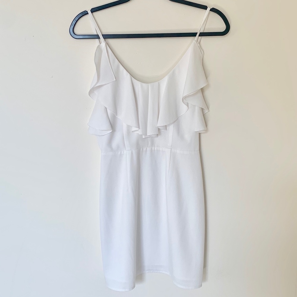 by the way. White Ruffle Mini Dress